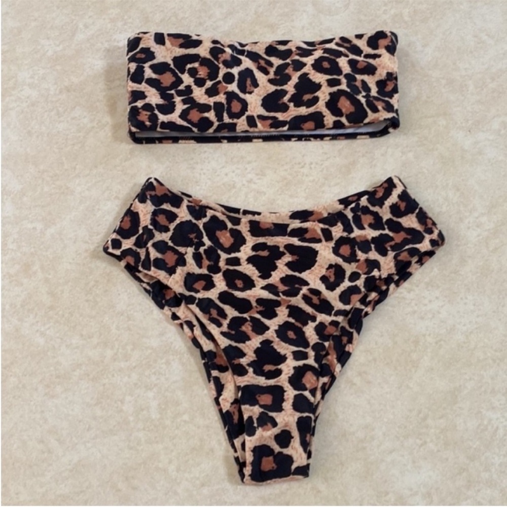 Leopard Print Bandeau Bikini